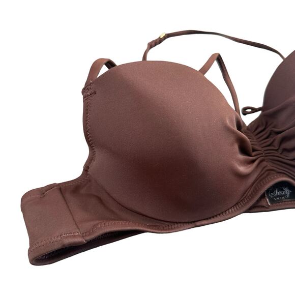 Smart and Sexy Swim Secret The Getaway Halter Bikini Swim Top Espresso Size 34B - Picture 5 of 8